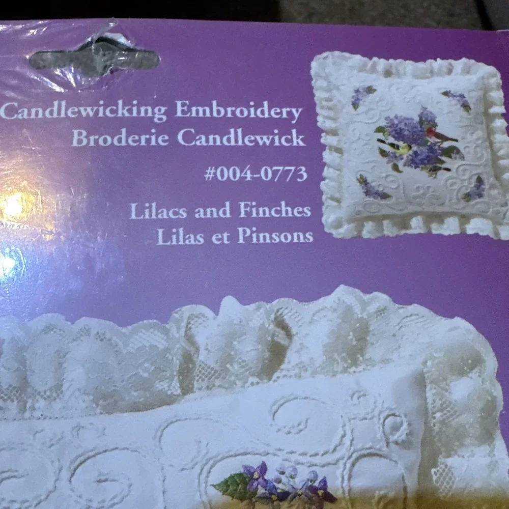 Lilacs And Finches Janlynn Candlewicking Embroidery Kit #004-0773 Pillow Cover